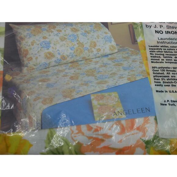 VTG Retro JP Stevens Utica Angeleen Floral Full Size Flat Sheet No Iron Percale - Picture 8 of 8